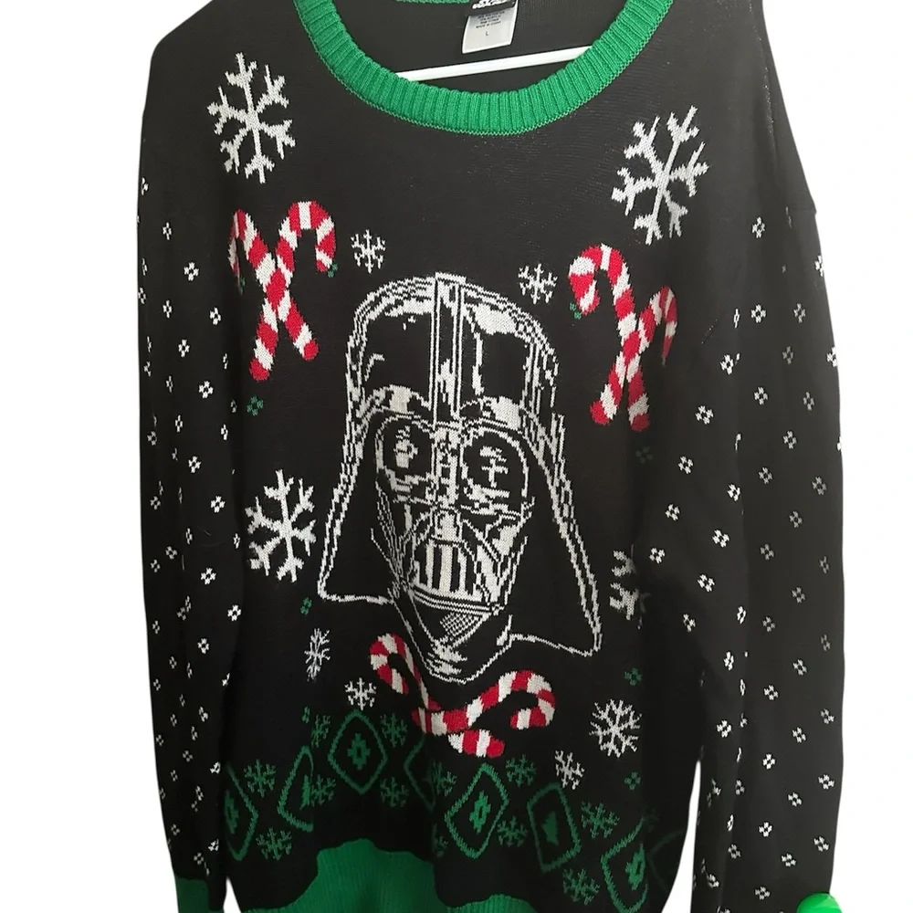 Men’s Ugly Christmas Sweater Star Wars Earth Vader Size Large - Picture 2 of 5